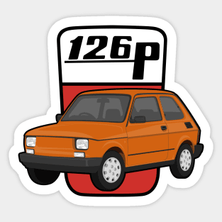 126P Car maluch 126 orange Sticker